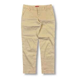 Alice and Olivia Linen Blend Tan Beige Low Rise Cropped Pants